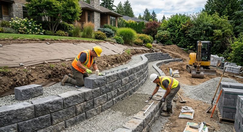 Block Retaining Wall Installation in Santa Rosa, CA