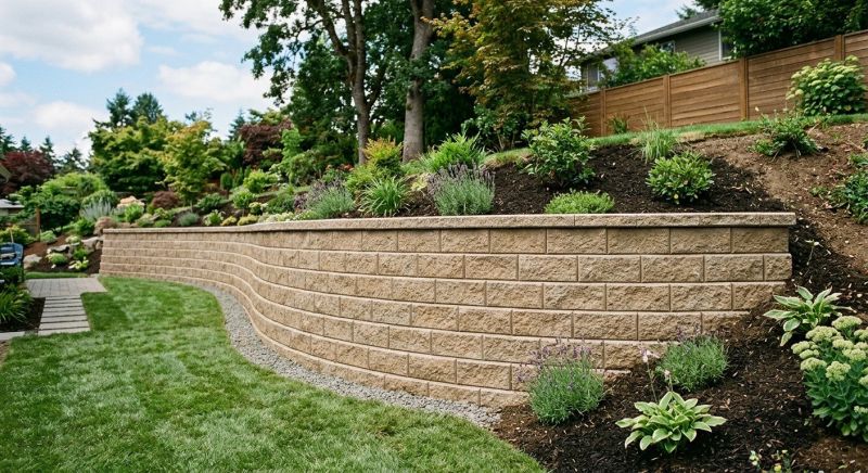 Block Retaining Wall Installation in Rockwall, TX